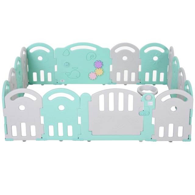 Qaba Baby Enclosure, Indoor & Outdoor Kids Activity Center, Green