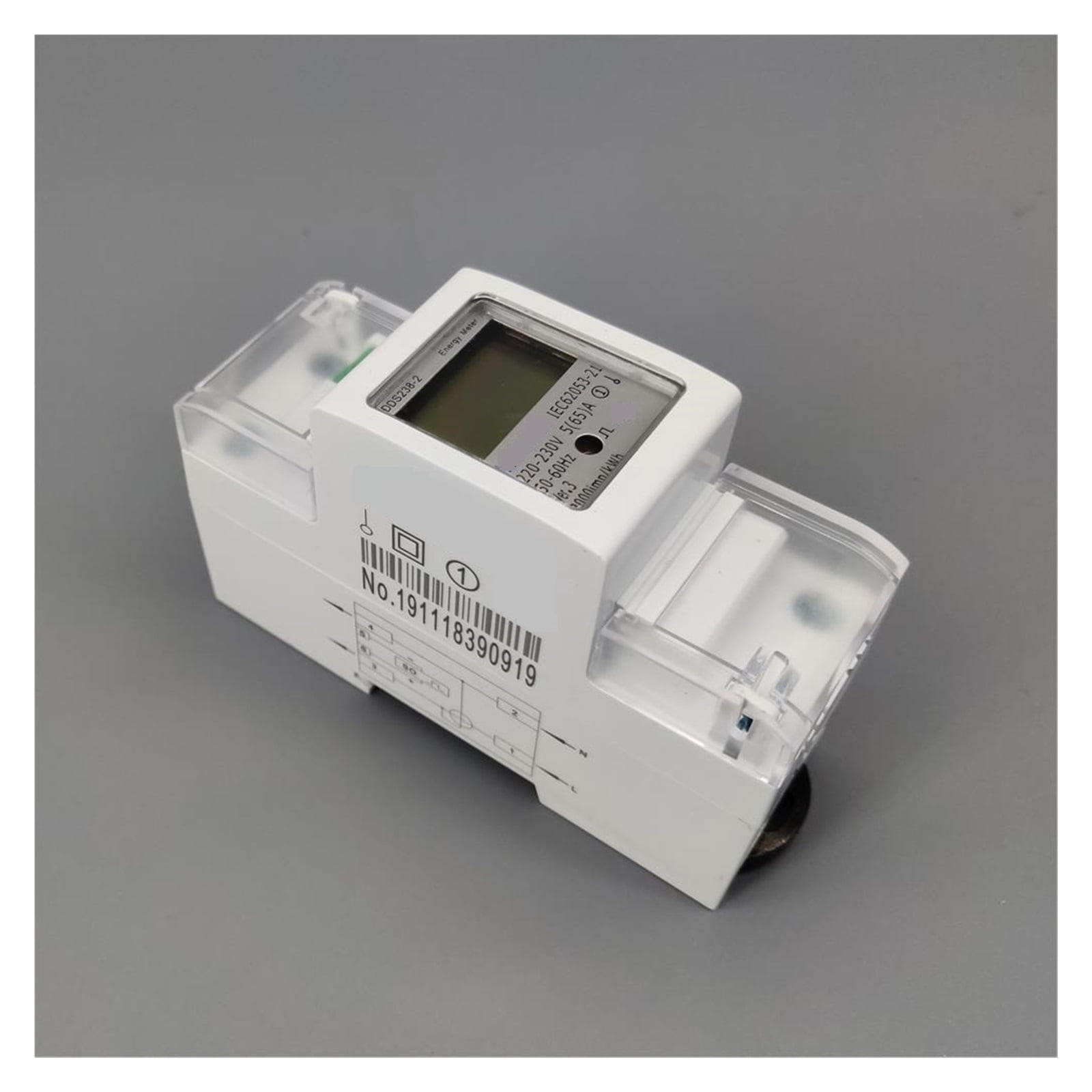 5(65)A Single Phase Din Rail KWH Watt Hour Din-rail Energy Meter LCD Power Consumption Monitor Monitor KWh Meter Wattmeter ,Overload Protection
