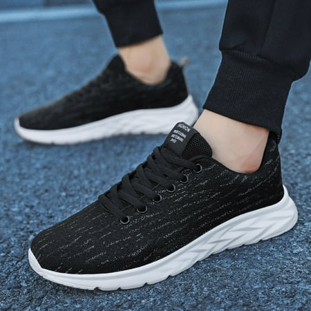 

Gubotare Mens Slip On Shoes Mens Canvas Shoes White Black Sneakers Low Top Lace Up Casual Shoes Black 10