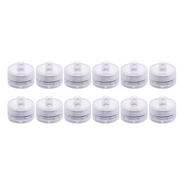 12 luces LED sumergibles, velas de té impermeables, lámpara decorativa subacuática hermética, velas de té para mesa de boda. blanco