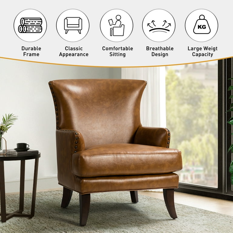 Camel leather accent chair new arrivals