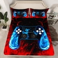 thumbnail image 2 of Homewish Abstract Gamer Twin Sheet Sets 3pcs for Teens Boys Girls,Video Game Twin Fitted Sheet Microfiber,Blue Red Breathable Flat Sheet,Breathable Home Decor, 2 of 7