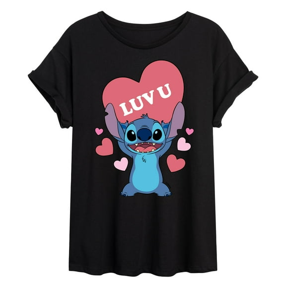 Lilo & Stitch - Valentine's Day Stitch Luv U Heart - Women's Oversized T-Shirt