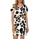 thumbnail image 4 of Zapatos de Vestido Casual para las Mujeres Cuello en V Impreso de Manga Corta Enrollado Vestido Corto para las Mujeres Casual, 4 of 8
