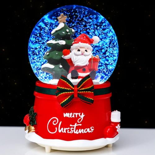 Christmas Snow Globe with 7 Music and 7 Color Lights Music Box Home
