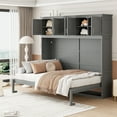 thumbnail image 4 of Wooden Murphy Bed Wall Bed with Top Cabinets Grey - Queen, 4 of 5