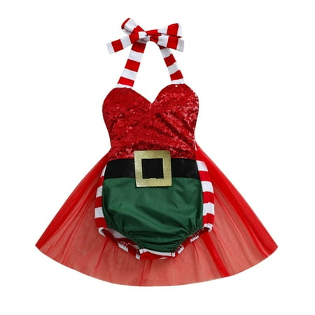 

Onesie Baby Jumpsuit Girls Christmas Sleeveless Striped Christmas Backless Tulle Romper Bodysuit Clothes Kid Child Fashion Baby jumpsuits