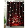 thumbnail image 2 of Merry Christmas Shower Curtain Set, Waterproof Shower Curtains for Bathroom, Vintage Red Ball Xmas Snowflakes Holiday Washable Fabric Cloth Bath Curtain for Bathtub Decoration with Hooks 60x72 Inches, 2 of 6