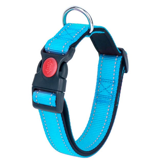 HLONK Adjustable Pet Neck Circle Reflective Strap Buckle Closure Lock Metal D-ring Reflective Padded Nylon Dog Collar for Small