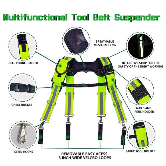Ruiboury Optimal Support With Heavy Duty Carpenter Tool Belt Suspenders Portable one size 1Set