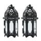 thumbnail image 1 of unidades de candelabros colgantes de hierro estilo marroquí para velas de té, con cristales, ideales como centros de mesa para bodas (negro, cristal transparente)., 1 of 7