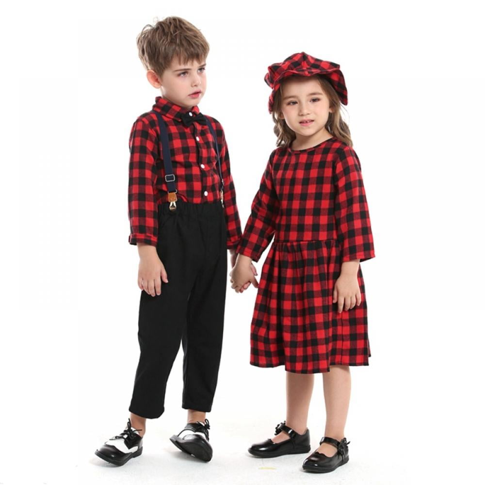 Amazon.com: Moyikiss Studio Baby Boy Girl Brother and Sister Matching  Outfits, Plaid Floral Sleeveless Bowtie Dress+Shorts 2Pcs Clothes(Sky Blue  Boy,100/3T): Clothing, Shoes & Jewelry