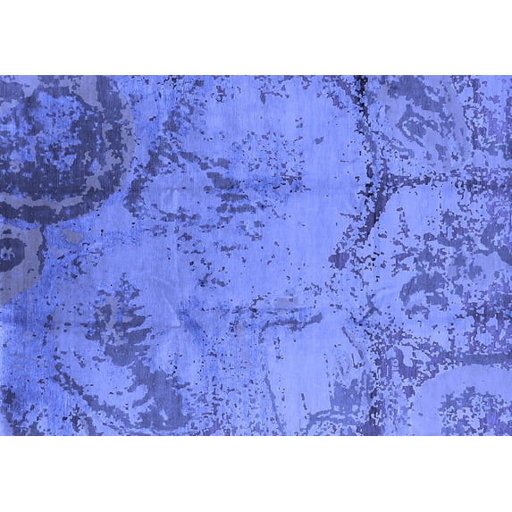 Ahgly Company Machine Washable Indoor Rectangle Oriental Blue Industrial Area Rugs, 8' x 10'