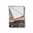 thumbnail image 2 of Prague Soft Flannel Fleece Throw Blanket, Valtava River During a Sunset in Czech Republic Landscape Illustration, Cozy Plush for Indoor and Outdoor Use, 60" x 80", Orange and Multicolor, by Ambesonne, 2 of 6