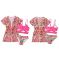 thumbnail image 5 of GYRATEDREAM Girl's 3 Piece Print High Waisted Bikini Swimsuit with Kimono Cover Up Bathing Suit Outfits Quick Dry Swimwear, 5 of 5