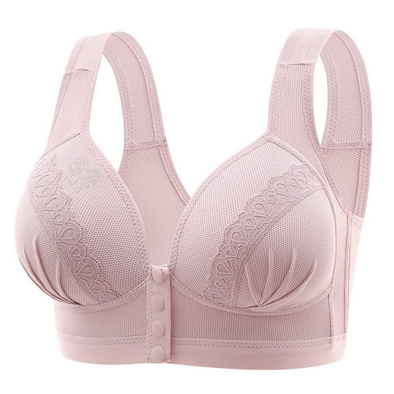 Bigersell Sports Bra for Women Girls in Clearance Ladies Seamless Comfortable No Underwire Breathable Gathering Front Opening Buckle Bra Woman Underwear Nursing Bra Style F-645 Pinks S