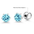 thumbnail image 6 of Gem Stone King Platinum Stud Earrings for Women Men 1.64 Ct Round 6mm Blue Apatite, 6 of 6