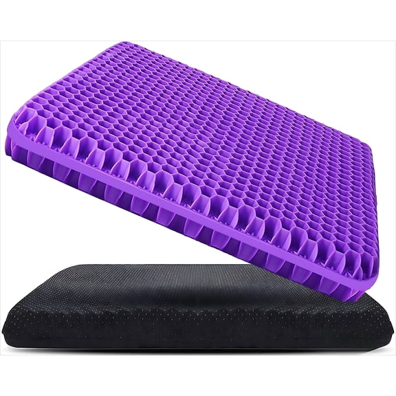 Large Cooling Gel Seat Cushion, Breathable Honeycomb Ergonomic Chair Pad, Non-Slip, Purple ,18 x 17in