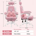 thumbnail image 4 of Hoffree Pink Gaming Chair with Massage Lumbar Support Adjustable Headrest Footrest Ergonomic Pink Video Game Chair for Kids with Cute Bunny Patterns Gift for girls, 4 of 9