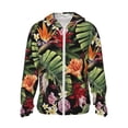 thumbnail image 2 of Uemuo Watercolor Tropical Flowers Pattern Women's Full Zip UPF 50+ Sun Protection Hoodie Jacket Long Sleeve Sun Shirt Hiking Outdoor Performance with Pockets-X-Large, 2 of 9