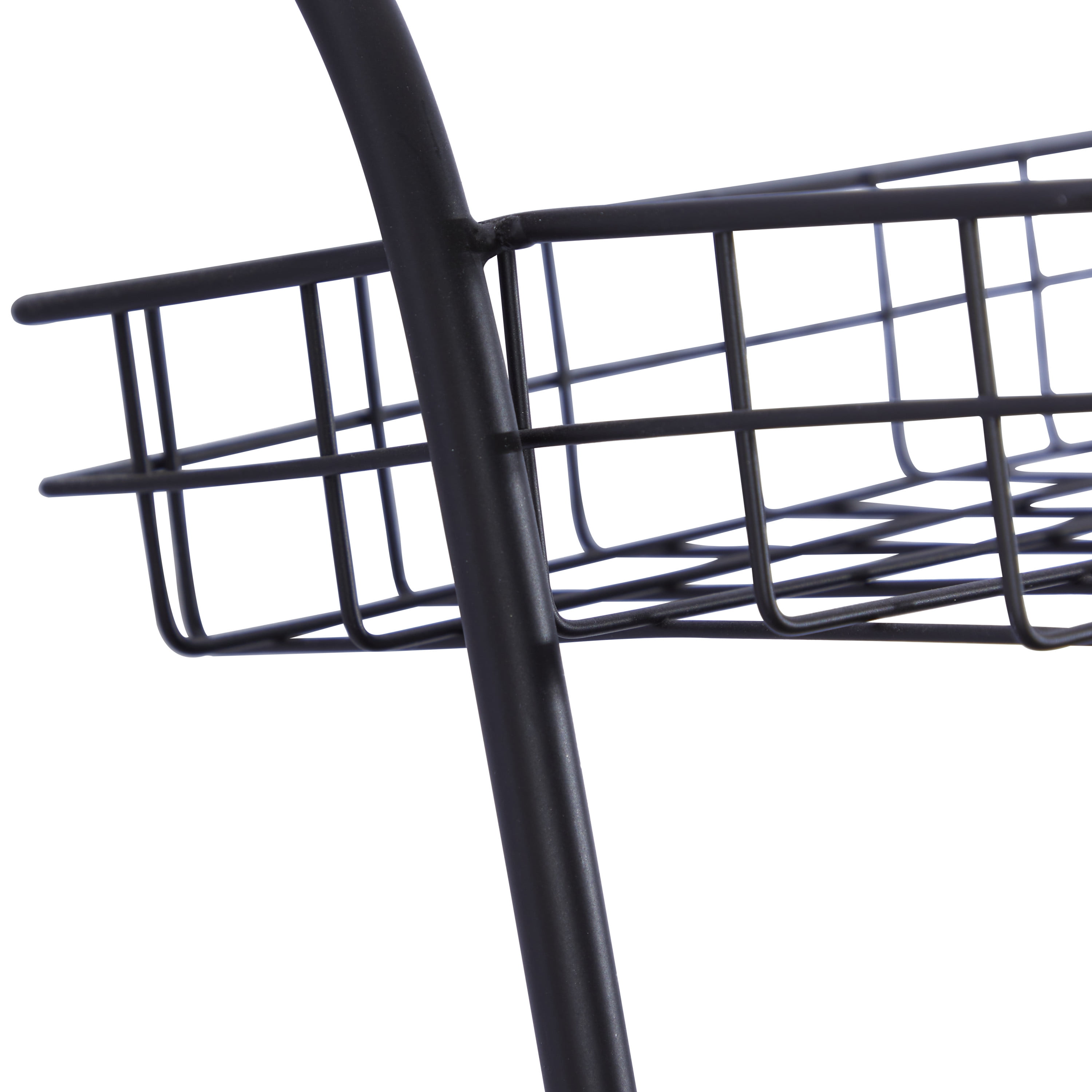 DecMode Black Metal 3 Shelves Room Wall Shelf with Suspended Baskets, 21" x 10" x 34"