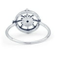 thumbnail image 3 of Round Lab Created White Opal Compass Oxidized Ring 925 Sterling Silver Size 7, 3 of 6