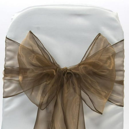 

Organza Chair Bow Sash 9-inch 10-feet 6-piece Brown