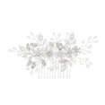 thumbnail image 1 of Nvzi Horquillas para el pelo de boda con flores para novias, peinetas con perlas de cristal, pinzas para el pelo, accesorios para el pelo de boda dorados, joyas plateadas, 1 of 5