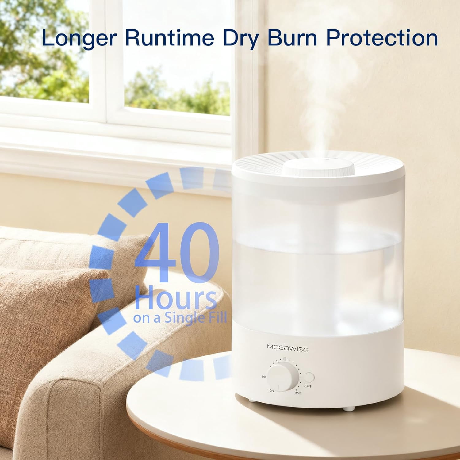 Healthy Top-Refill Cool Mist Humidifiers for Bedroom, 24dB Ultrasonic Air Vaporizer with Water Filter for Baby [PP Material], Colorful Night Light,1 Gal Essential Oil Diffuser, Auto Shut Off