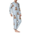 thumbnail image 2 of Fuzoiu Playful Walrus Wonders Print Men's Long-Sleeved Pajama,Lounge Button Down Nightwear,Mens Notch Collar Pajama Set -Small, 2 of 7