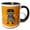 Black/White, variant on 3drose, Cute Grey Scottish Fold Cat Cartoon - Orange Eyes - Orange Pawprints, 15oz Mug