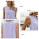 thumbnail image 5 of Camiseta sin mangas para mujer con cuello en V y encaje holgado, color sólido, camisa casual de gasa fresca para uso diario, 5 of 6