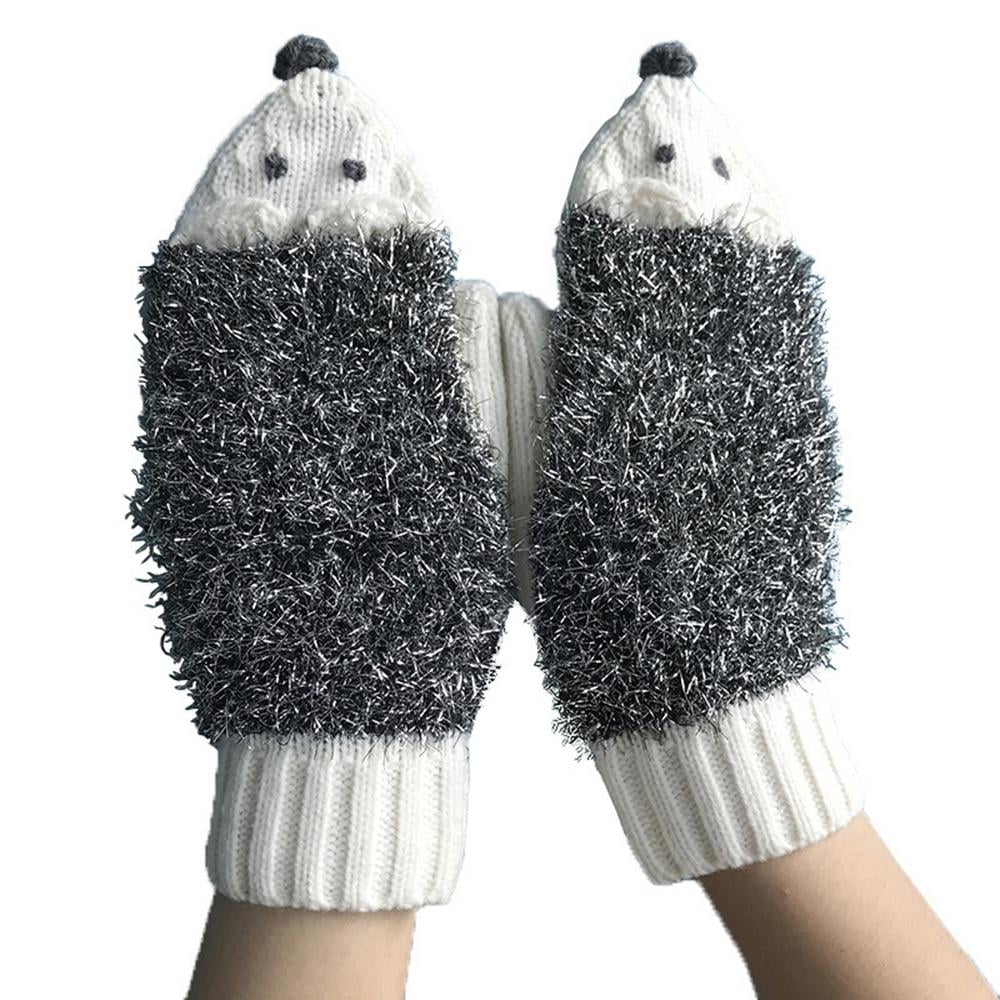 hand knitted animal mittens