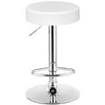 thumbnail image 2 of Gymax 1 Pce Tabouret de Bar Rond Siège en Cuir Pied Chromé Réglable Pivotant Hydraulique Blanc, 2 of 8
