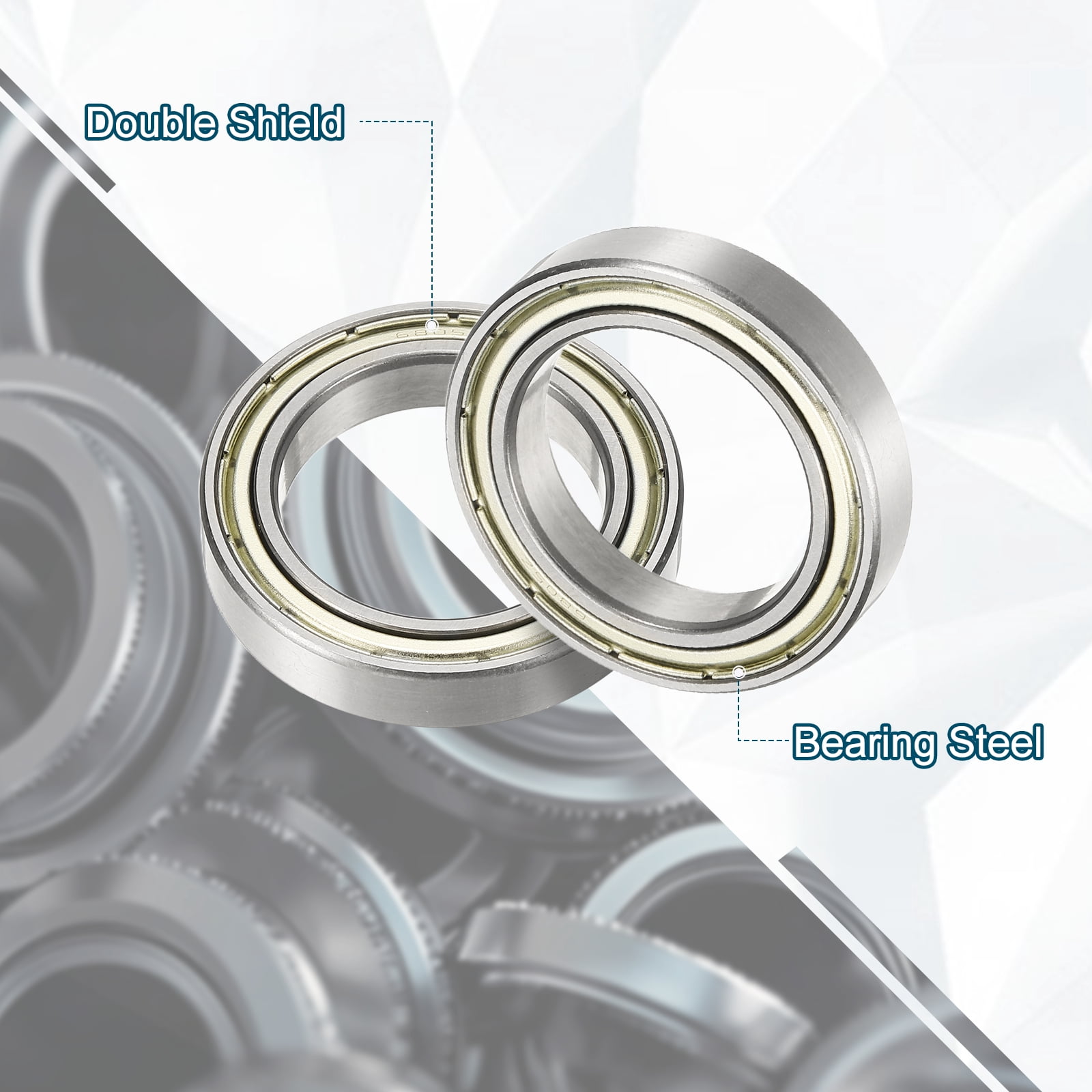 Uxcell 20 Pack 6805ZZ Deep Groove Ball Bearings, 25 x 37 x 7mm Silent Chrome Steel Double Shield Bearing for Electric Motor, Home Appliances, Industrial Machinery