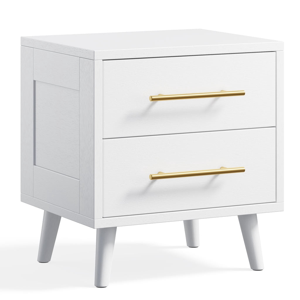Aiho 2 Drawer Dresser, Chest of Drawers Nightstand Storage Tower Storage Wooden Dresser for Living Room, Bedroom, Hallway - White