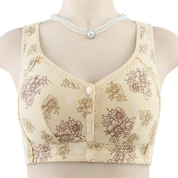 WILLBEST Brasier De Algodon Sujetador De Mujer Con Hebilla Frontal, Borde De Encaje, Sin Aro De Acero, Ajuste Sin Costuras, Para Yoga, Dormir, Talla Grande 2372