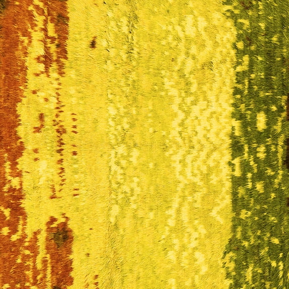 Ahgly Company Indoor Square Abstract Yellow Modern Area Rugs, 5' Square