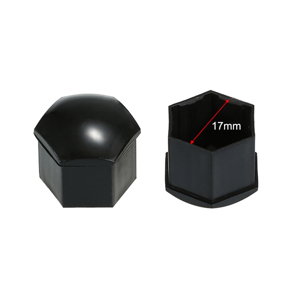 20pcs Universal 17mm Wheel Nut Covers Plating Lug Nut Caps Screw Protector Black