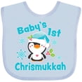 thumbnail image 3 of Inktastic Baby's 1st Chrismukkah with Cute Baby Penguin and Snowflakes Boys or Girls Baby Bib, 3 of 4