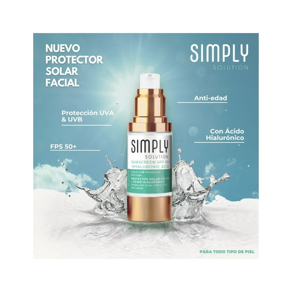 Protector Solar Simply Solution SPF 50+ Ácido Hialurónico
