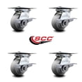 thumbnail image 2 of 4 Inch Heavy Duty Thermoplastic Caster Set with Roller Bearings and Brakes SCC, 2 of 2