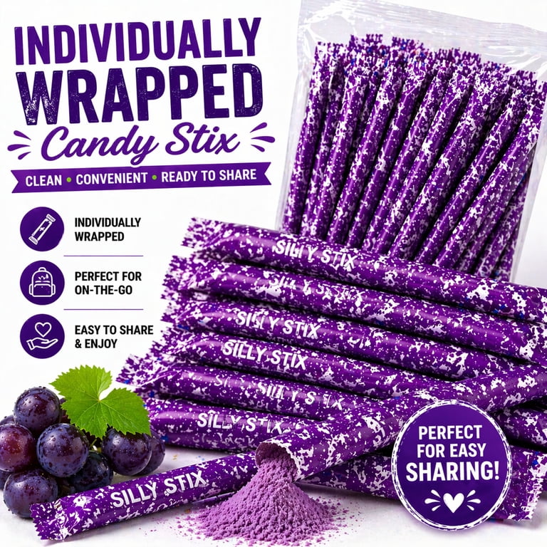 Michele's Pantry Pixy Silly Stix Powder Candy Straws Grape No