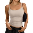 thumbnail image 2 of Camisole Womens Spaghetti Strap Tank Tops Crop Going Out Adjustable Cute Tops Summer Clothes Beige S, 2 of 5