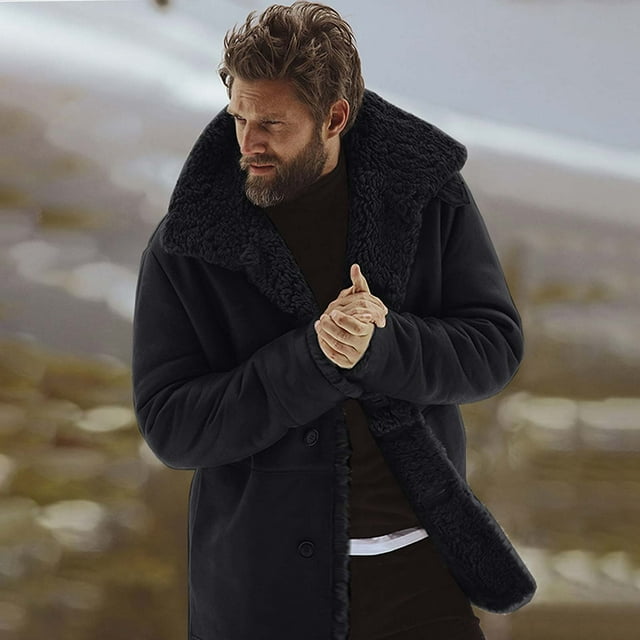 LOVZFMLL Jackets for Men's Casual Winter Casual Solid Color Coats Long Sleeve Button Overcoat Jacket