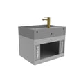thumbnail image 4 of Amazon 24" Gray Wood Floating Vanity with Gray Top and Gold Trim, 4 of 10
