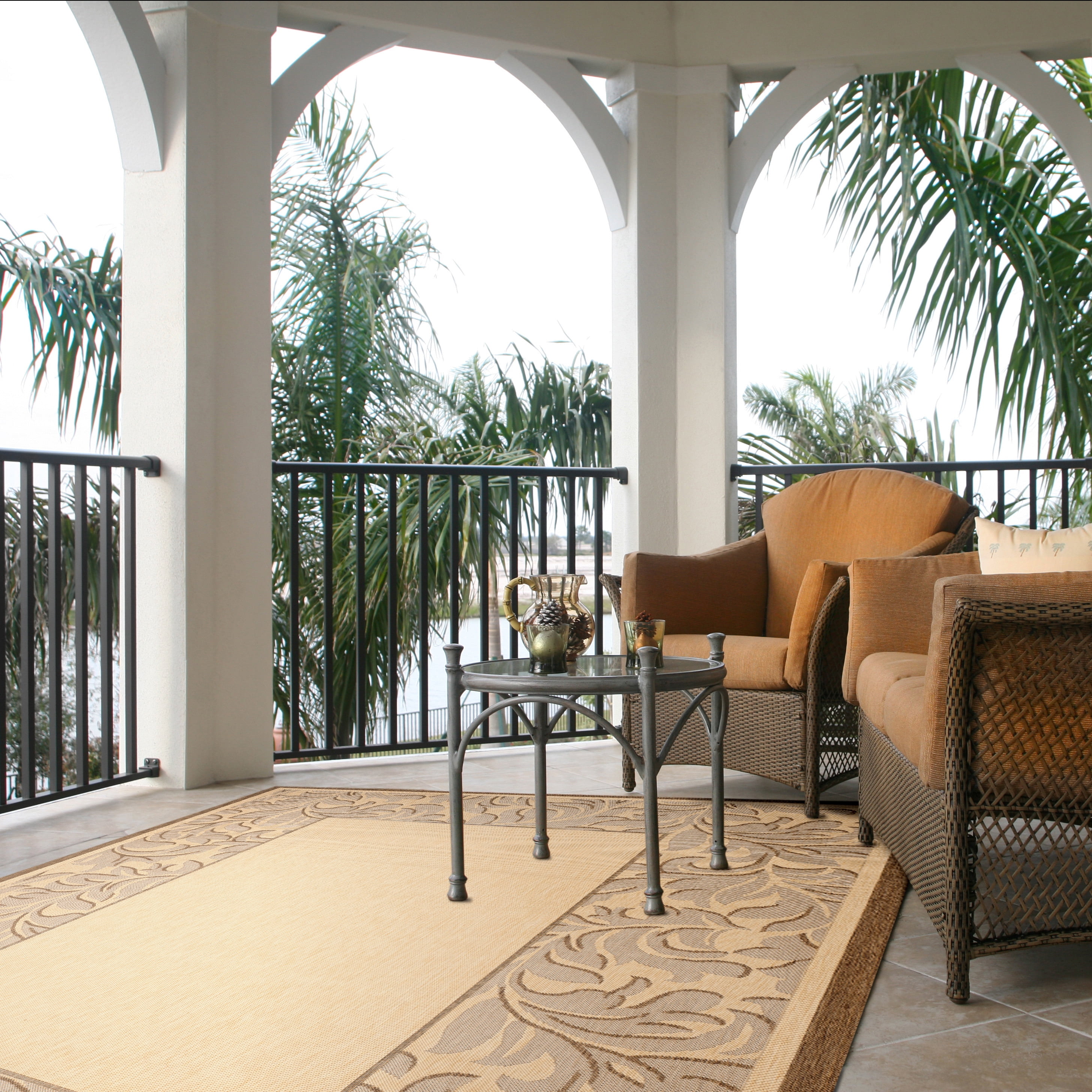 Safavieh Courtyard Steve Oriental Indoor/Outdoor Area Rug, Natural/Brown, 5'3" x 7'7"
