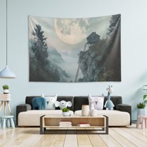Yayeee Tapestry Wall Hanging for Bedroom 80" x 60" Living Room Home Wall Art Decor, Moon and House