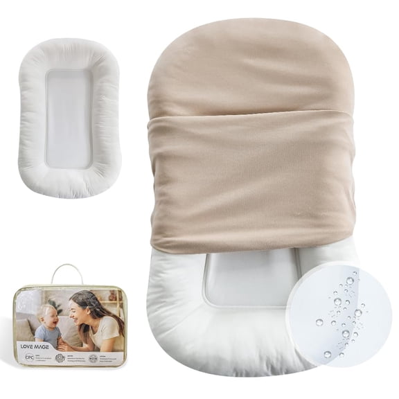 Infant Support Cushion for Supervised Awake-Time, Soft Cotton Cover, Portable Baby Activity Cushion for Tummy Time & Daily Interaction