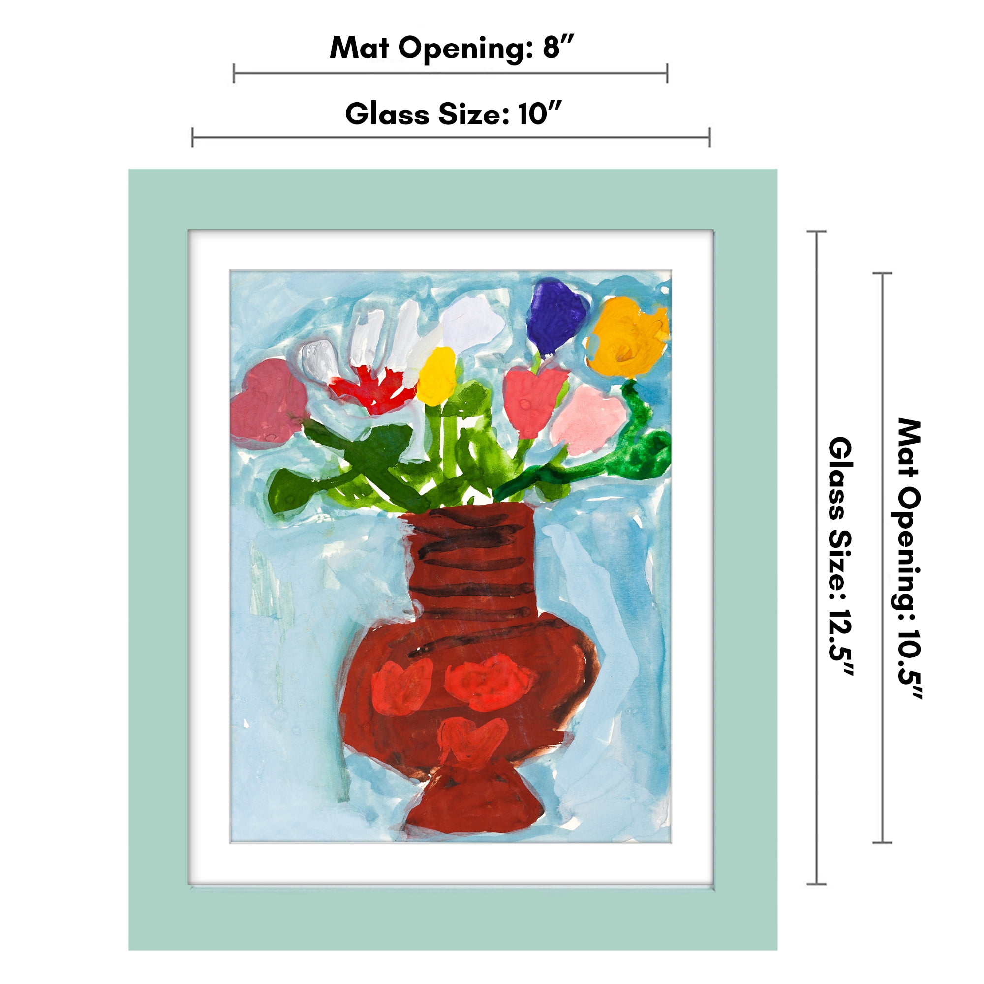 Americanflat 10x12.5 Kids Art Frame with 8.5x11 Mat Holds 100 Art Pieces Magnetic Letter Size Mini - Seafoam Green